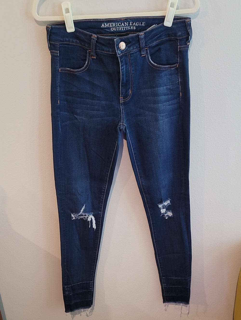 American Eagle Outfitters Navy Blue Distressed Jeggings